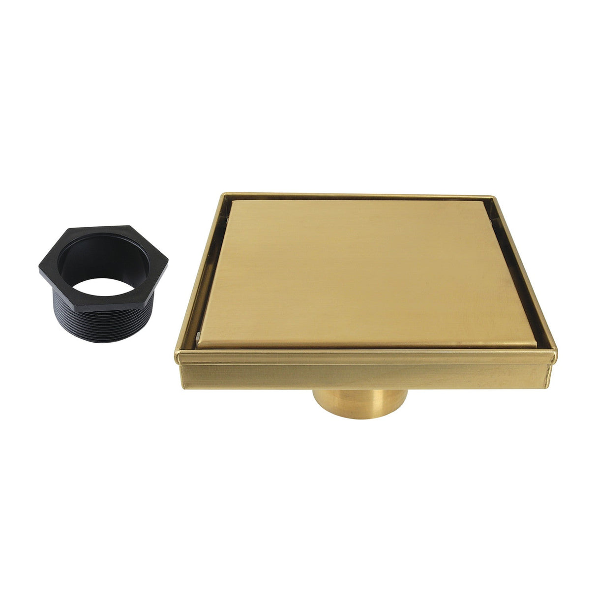 Watercourse BSF6627 6-Inch Stainless Steel Square Shower Drain, Brushed Brass
