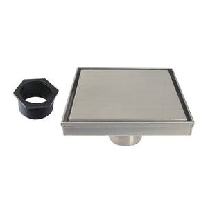 Watercourse BSF6628 6-Inch Stainless Steel Square Shower Drain, Brushed Nickel