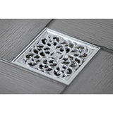 Watercourse BSF9771C 4-Inch Square Grid Shower Drain with Hair Catcher, Polished Chrome
