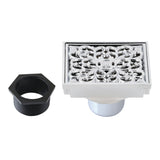 Watercourse BSF9771C 4-Inch Square Grid Shower Drain with Hair Catcher, Polished Chrome
