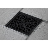 Watercourse BSF9771MB 4-Inch Square Grid Shower Drain with Hair Catcher, Matte Black