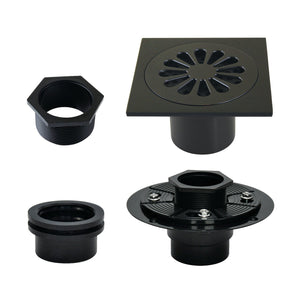 Watercourse BSFK4161MB 4-Inch Square Brass Shower Drain, Matte Black