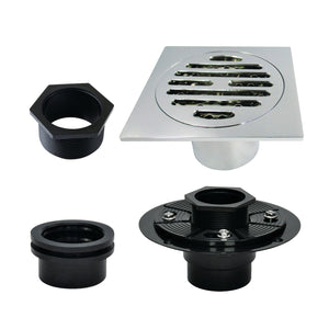 Watercourse BSFK4262C 4-Inch Square Brass Shower Drain, Polished Chrome