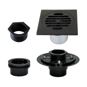 Watercourse BSFK4262MB 4-Inch Square Brass Shower Drain, Matte Black