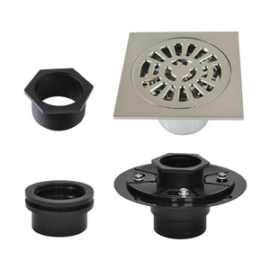 Watercourse BSFK4267BN 4-Inch Square Brass Shower Drain, Brushed Nickel