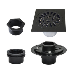 Watercourse BSFK4267MB 4-Inch Square Brass Shower Drain, Matte Black