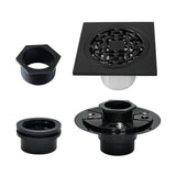 Watercourse BSFK4272MB 4-Inch Square Brass Shower Drain, Matte Black