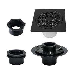 Watercourse BSFK4272MB 4-Inch Square Brass Shower Drain, Matte Black