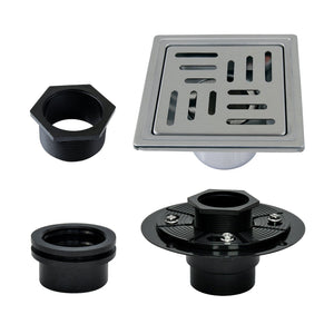 Watercourse BSFK4410SS 4-Inch Square Brass Shower Drain, Polished Stainless Steel