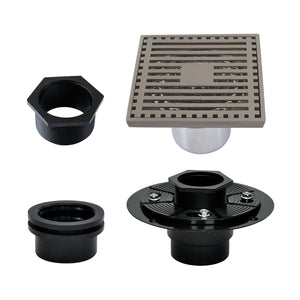 Watercourse BSFK4464BN 4-Inch Square Brass Shower Drain, Brushed Nickel