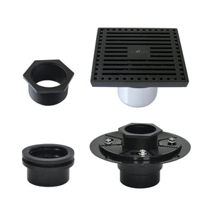 Watercourse BSFK4464MB 4-Inch Square Brass Shower Drain, Matte Black