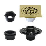 Watercourse BSFK6360BB 4-Inch Square Brass Shower Drain, Brushed Brass