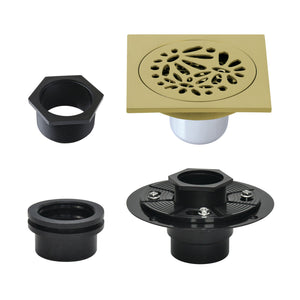 Watercourse BSFK6360BB 4-Inch Square Brass Shower Drain, Brushed Brass