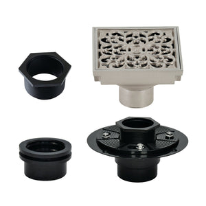Watercourse BSFK9771BN 4-Inch Square Brass Shower Drain, Brushed Nickel