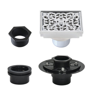 Watercourse BSFK9771C 4-Inch Square Brass Shower Drain, Polished Chrome