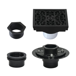 Watercourse BSFK9771MB 4-Inch Square Brass Shower Drain, Matte Black