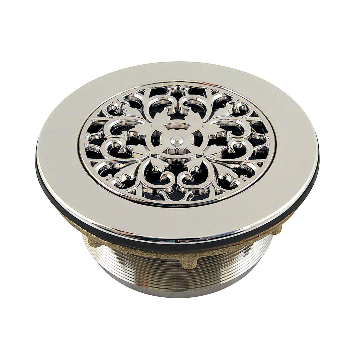 Watercourse BSFT4136 4-1/4 Inch Round Brass Shower Base Drain, Polished Nickel