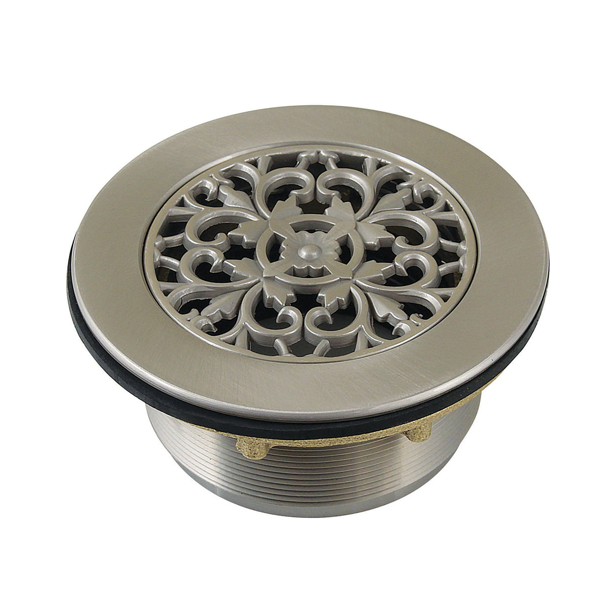 Watercourse BSFT4138 4-1/4 Inch Round Brass Shower Base Drain, Brushed Nickel