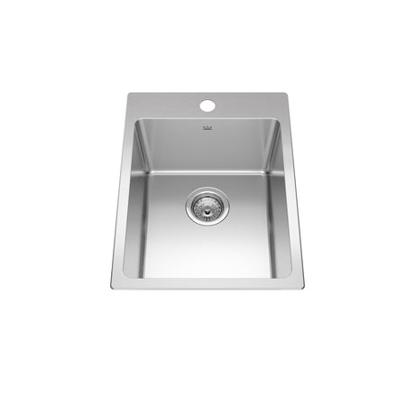 KINDRED BSL2116-9-1N Brookmore 16-in LR x 20.9-in FB x 9-in DP Drop in Single Bowl Stainless Steel Sink In Commercial Satin Finish