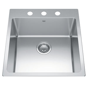 KINDRED BSL2120-9-3N Brookmore 20-in LR x 20.9-in FB x 9-in DP Drop in Single Bowl Stainless Steel Sink In Commercial Satin Finish
