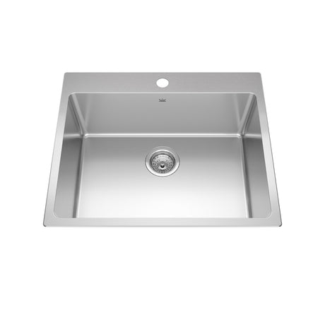 KINDRED BSL2125-9-1N Brookmore 25.1-in LR x 20.9-in FB x 9-in DP Drop in Single Bowl Stainless Steel Sink In Commercial Satin Finish