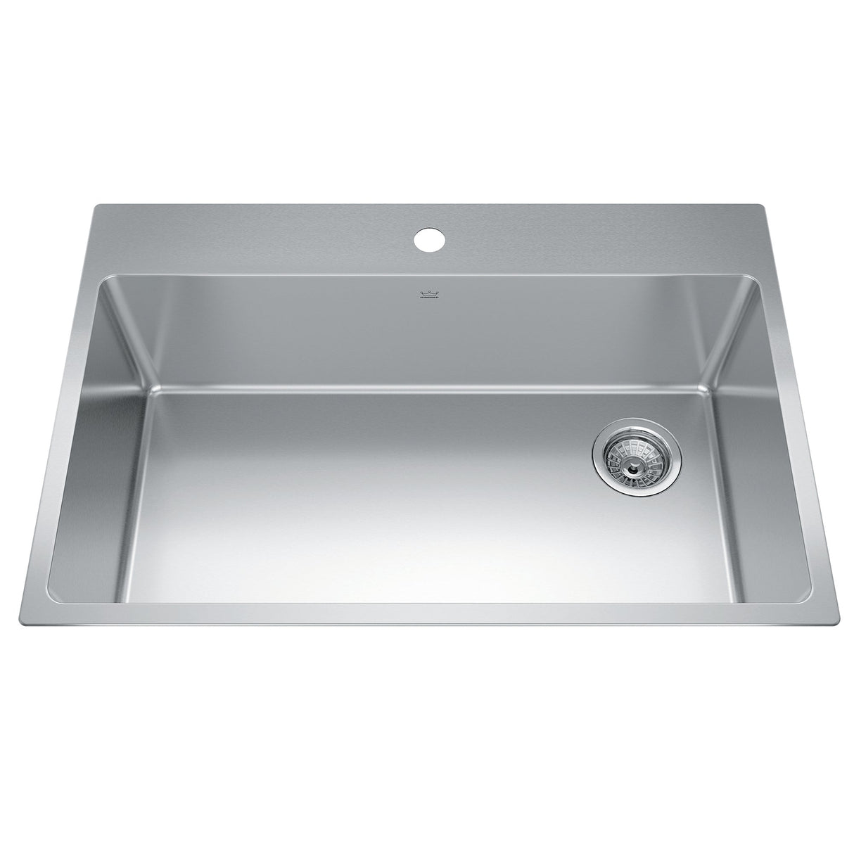 KINDRED BSL2233-9-1N-OW Brookmore 32.9-in LR x 22.1-in FB x 9-in DP Drop in Single Bowl Stainless Steel Sink In Commercial Satin Finish