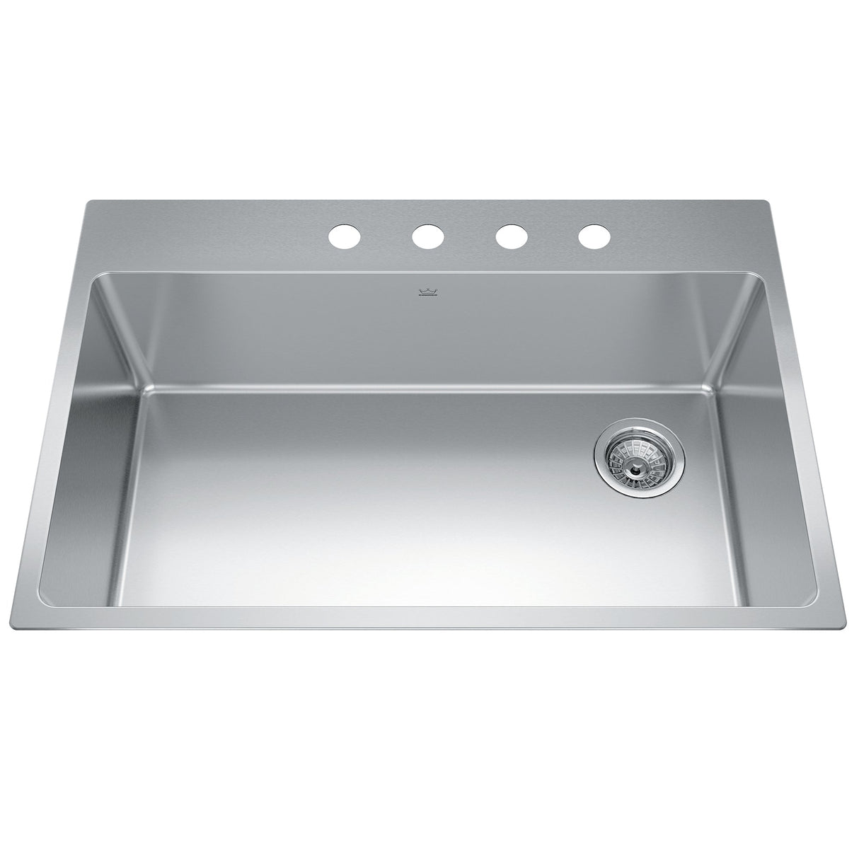 KINDRED BSL2233-9-4N-OW Brookmore 32.9-in LR x 22.1-in FB x 9-in DP Drop in Single Bowl Stainless Steel Sink In Commercial Satin Finish