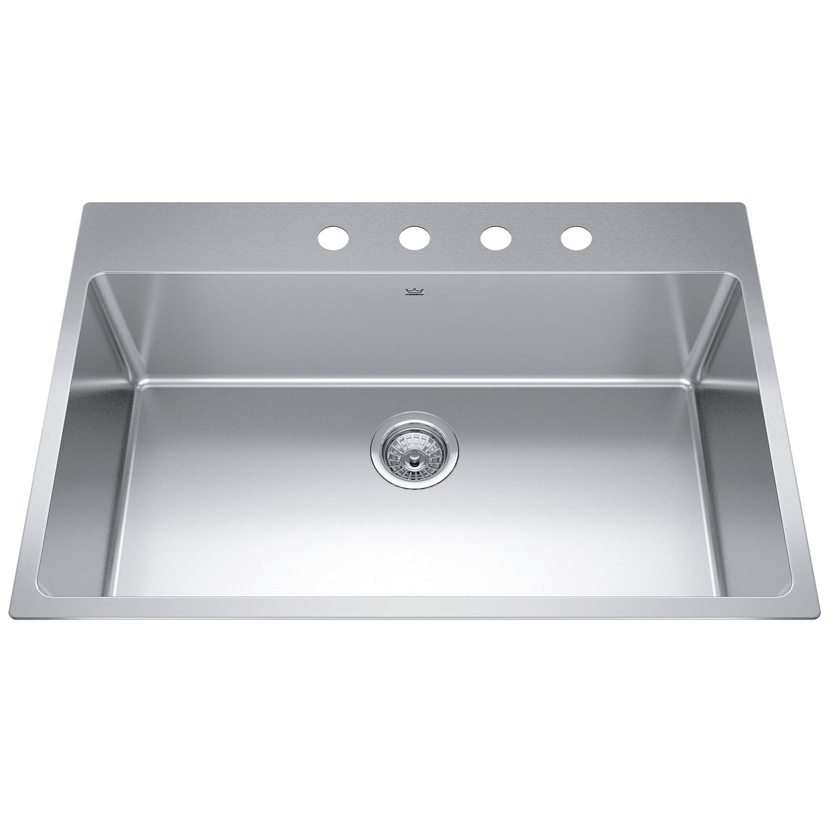 KINDRED BSL2233-9-4N Brookmore 32.9-in LR x 22.1-in FB x 9-in DP Drop in Single Bowl Stainless Steel Sink In Commercial Satin Finish