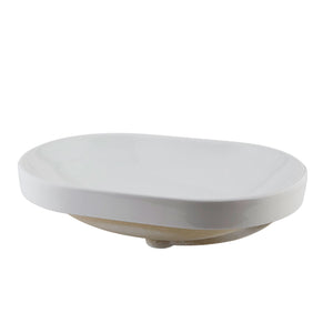 DAX Ceramic Oval Single Bowl Bathroom Vessel Basin, White BSN-243C