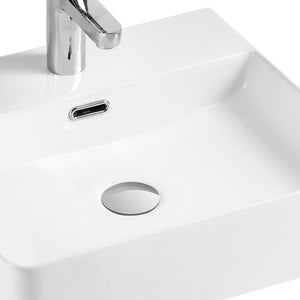 DAX Ceramic Square Single Bowl Bathroom Vessel Basin, White BSN-CL1274