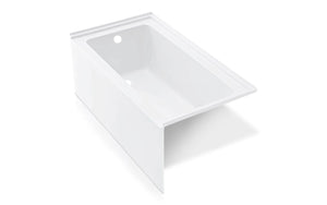 New England Home Goods Skirted 60"L X32"W X24"H Drop-In Acrylic Right Drain Alcove Bathtub in White Gloss BT2110.15R