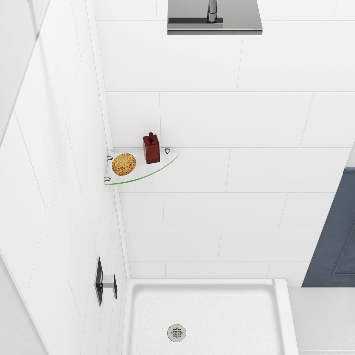 DreamLine DreamStone 36 in. D x 36 in. W Base and Wall Kit in White Traditional Subway Pattern