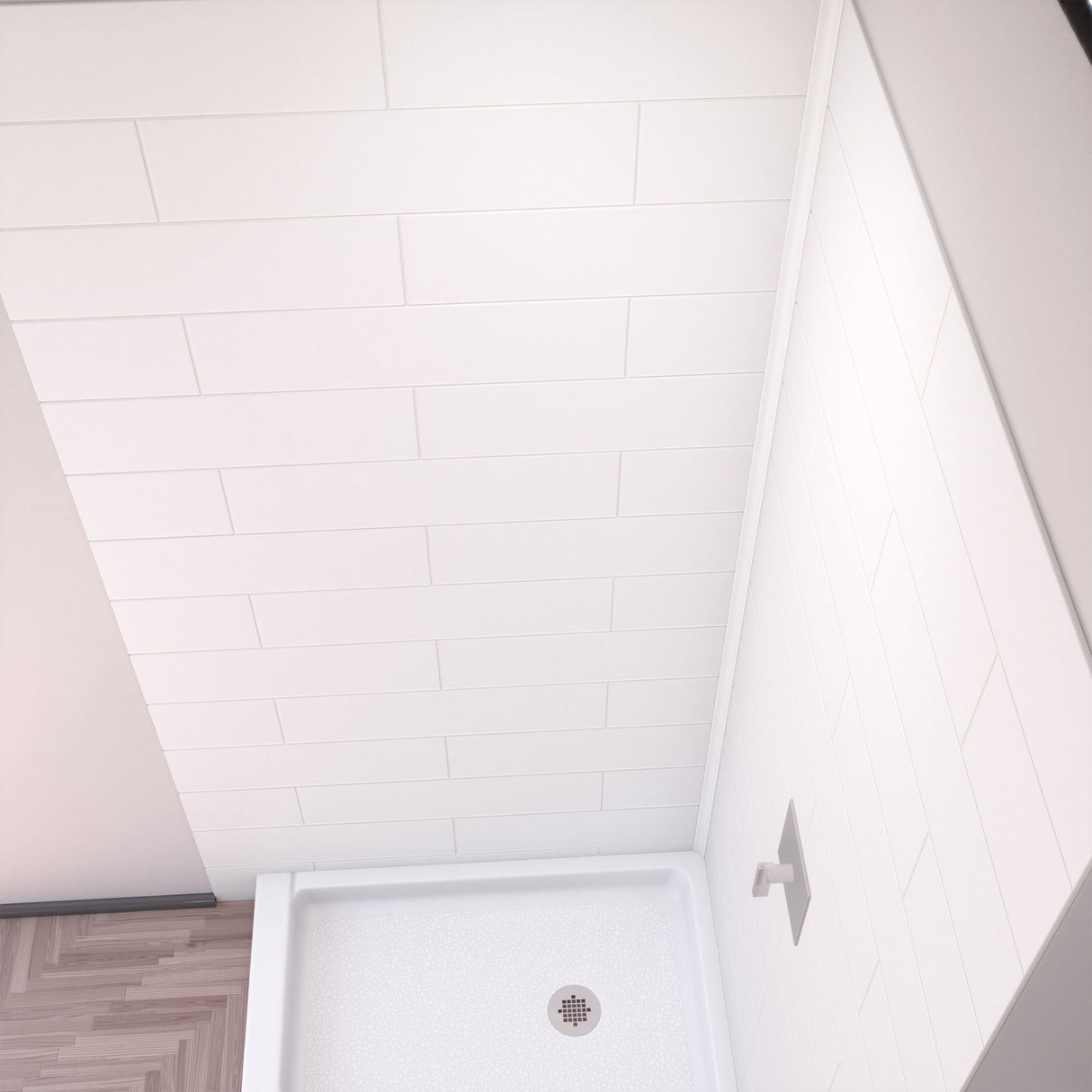 DreamLine DreamStone 36 in. D x 36 in. W Base and Wall Kit in White Modern Subway Pattern
