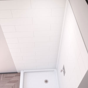 DreamLine DreamStone 36 in. D x 36 in. W Base and Wall Kit in White Modern Subway Pattern