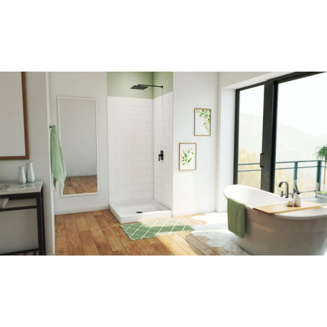 DreamLine DreamStone 36 in. D x 36 in. W Base and Wall Kit in White Modern Subway Pattern