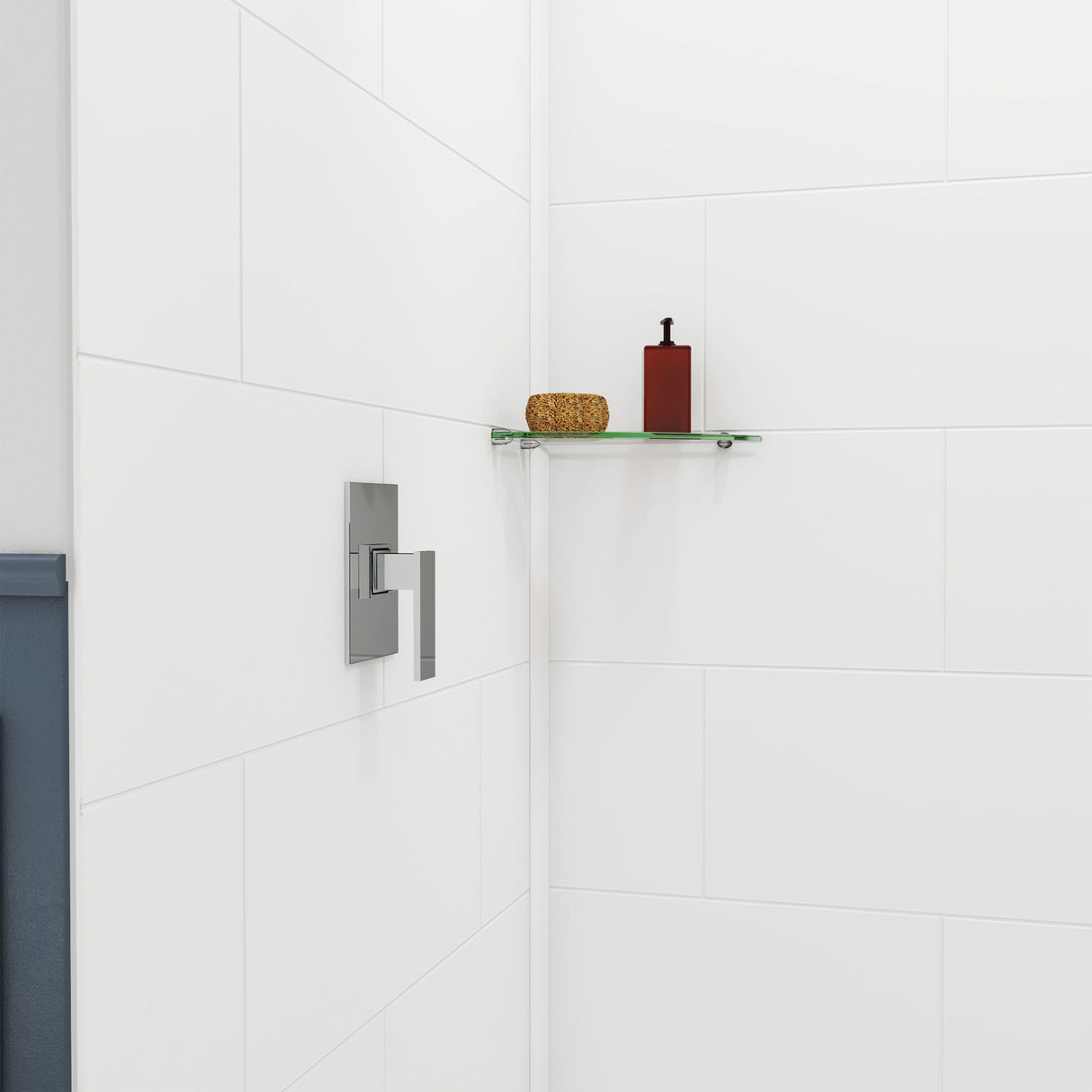 DreamLine DreamStone 36 in. D x 36 in. W Base and Wall Kit in White Traditional Subway Pattern