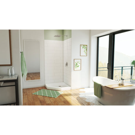 DreamLine DreamStone 38 in. D x 38 in. W Base and Wall Kit in White Modern Subway Pattern