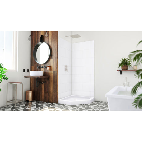 DreamLine DreamStone 36 in. D x 36 in. W Base and Wall Kit in White Traditional Subway Pattern
