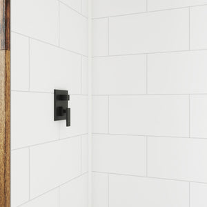 DreamLine DreamStone 34 in. D x 42 in. W Base and Wall Kit in White Traditional Subway Pattern