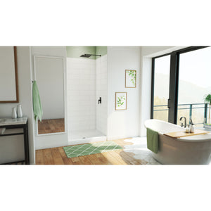 DreamLine DreamStone 34 in. D x 42 in. W Base and Wall Kit in White Modern Subway Pattern
