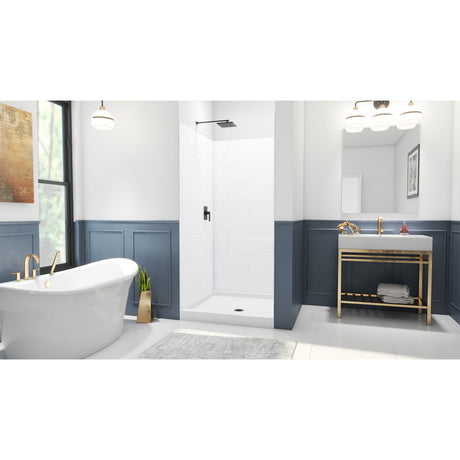 DreamLine DreamStone 42 in. D x 42 in. W Base and Wall Kit in White Traditional Subway Pattern