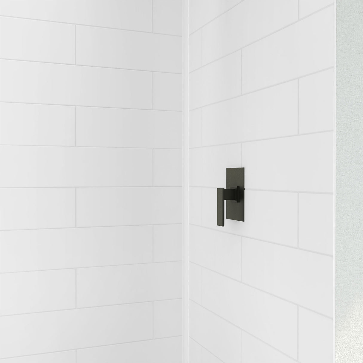 DreamLine DreamStone 32 in. D x 48 in. W Base and Wall Kit in White Modern Subway Pattern
