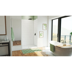 DreamLine DreamStone 32 in. D x 48 in. W Base and Wall Kit in White Modern Subway Pattern
