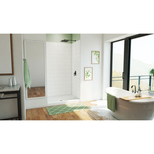 DreamLine DreamStone 34 in. D x 48 in. W Base and Wall Kit in White Modern Subway Pattern