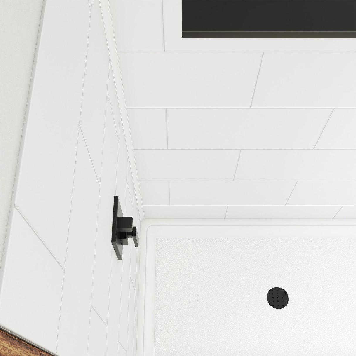 DreamLine DreamStone 32 in. D x 60 in. W Base and Wall Kit in White Traditional Subway Pattern