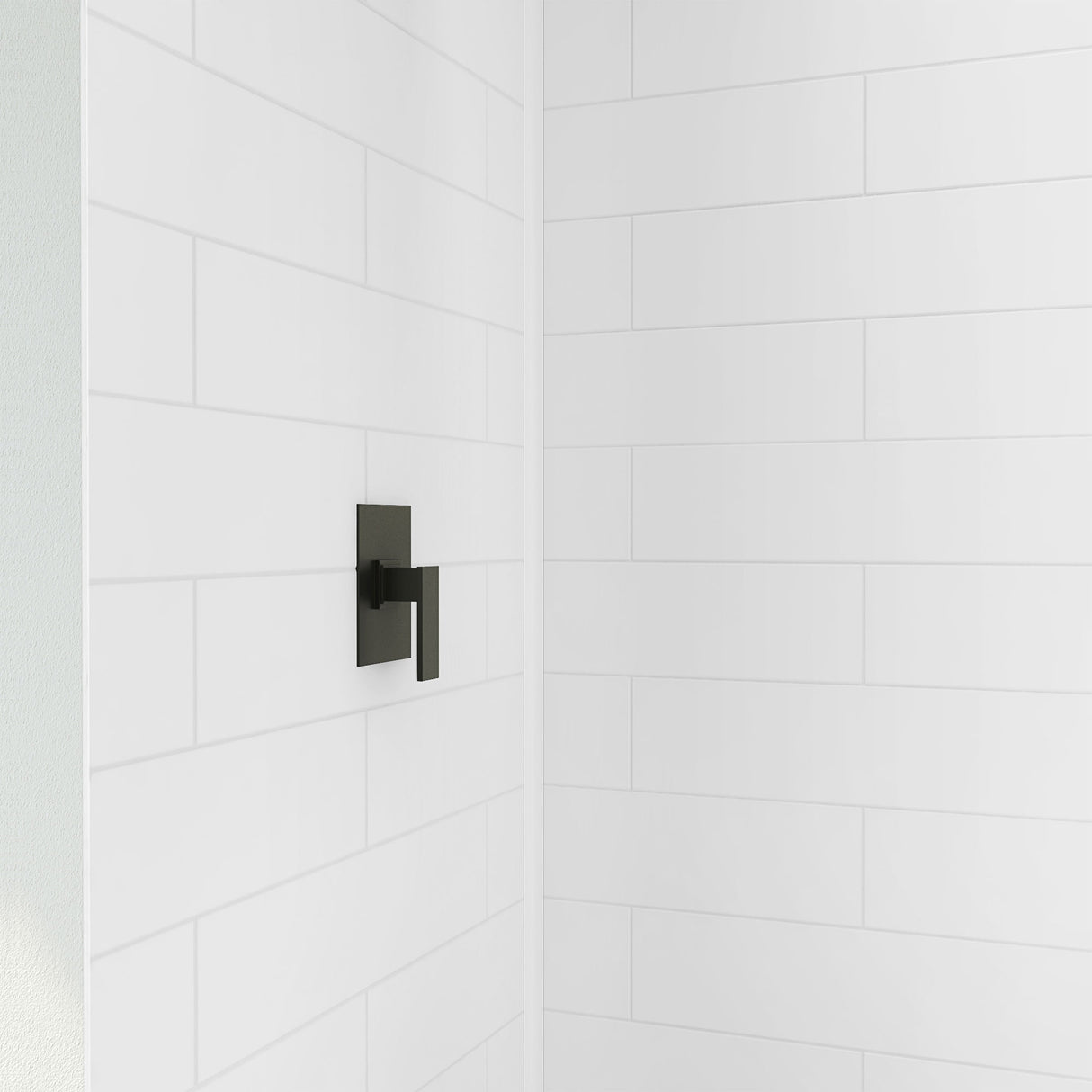 DreamLine DreamStone 32 in. D x 60 in. W Base and Wall Kit in White Modern Subway Pattern