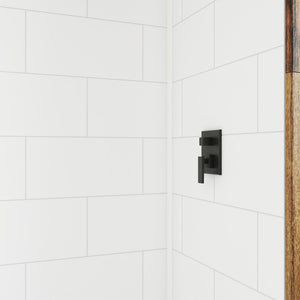 DreamLine DreamStone 32 in. D x 60 in. W Base and Wall Kit in White Traditional Subway Pattern