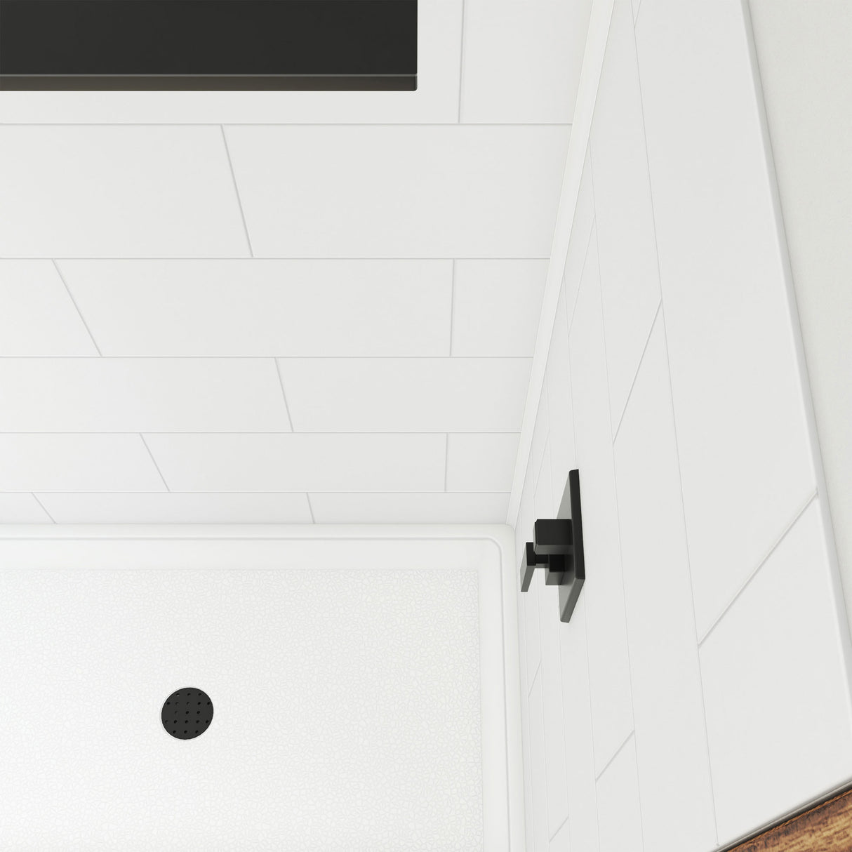 DreamLine DreamStone 32 in. D x 60 in. W Base and Wall Kit in White Traditional Subway Pattern