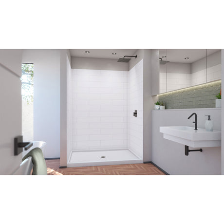 DreamLine DreamStone 42 in. D x 60 in. W Base and Wall Kit in White Modern Subway Pattern