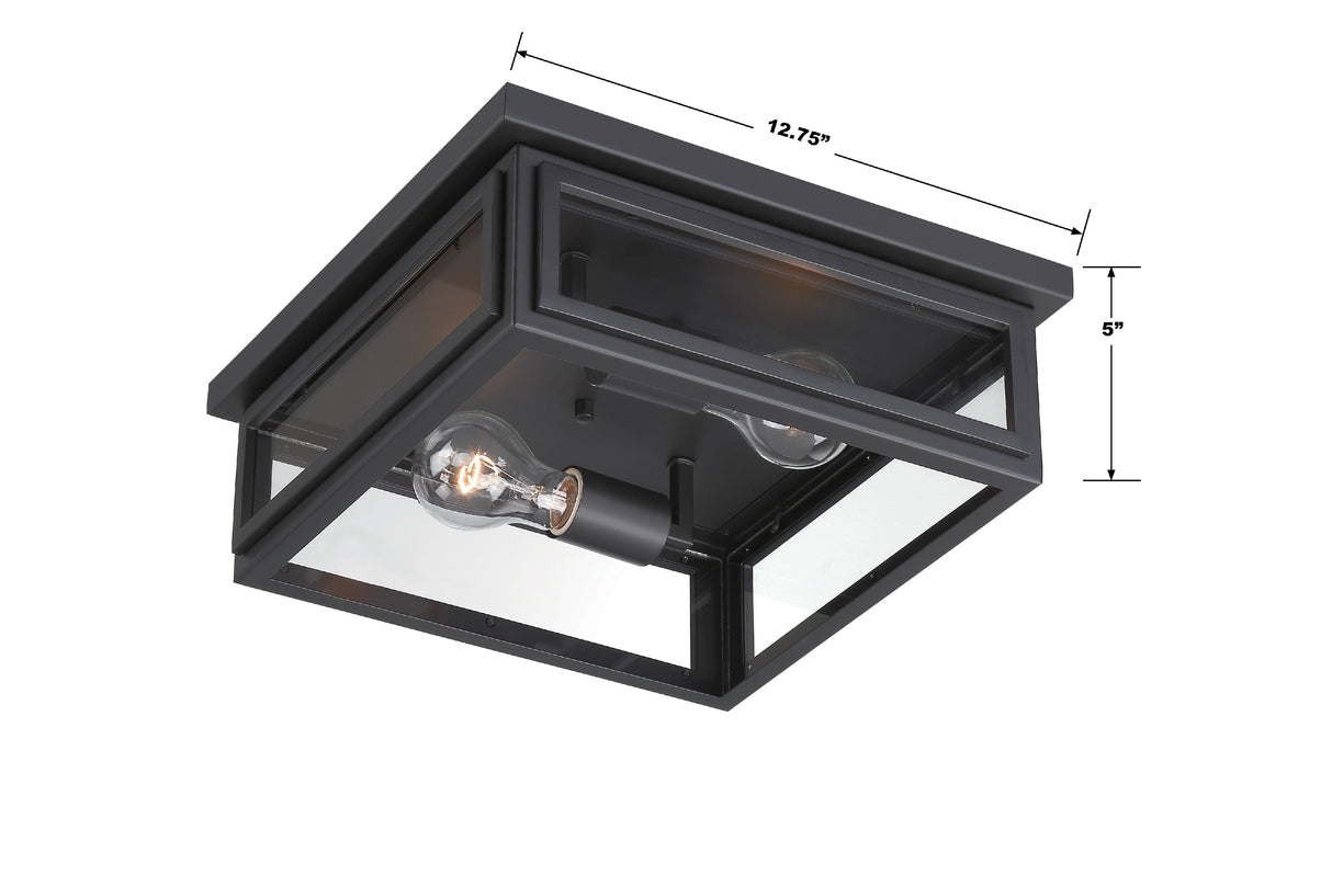 Byron 2 Light Matte Black Outdoor Flush Mount BYR-80100-MK